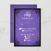 Lila Schwarz-Gotik-Hochzeit RSVP Karte (Vorne/Hinten)