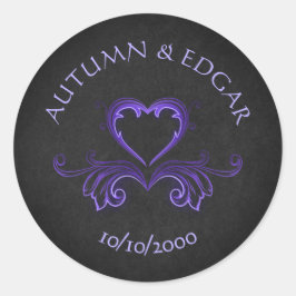 Lila Schwarz-Gotik-Hochzeit Runder Aufkleber