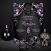 Lila schwarz-gotische Prinzessin Halloween Quincea Einladung