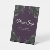 Lila Schwarz-Grau-Gothic-Gästebuchzeichen Sockelschild (Vorderseite)