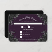 Lila schwarz-graue Rose Gothic Wedding RSVP Antwor Einladung (Vorne/Hinten)