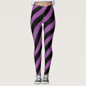 Lila Schwarz-Groß-Muster Leggings (Vorderseite)