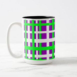 Lila, schwarz-grüne Streifen Zweifarbige Tasse