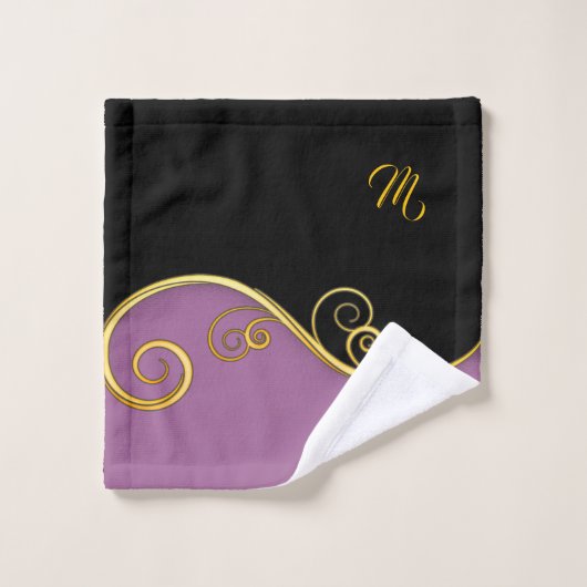 Lila-Schwarz-Handtuch-Set (ohne Inhalt) Badhandtuch Set (Waschlappen)