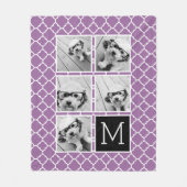 Lila-Schwarz-Instagramm-Monogramm 5-FotoCollage Fleecedecke (Vorderseite)