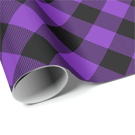Lila Schwarz Kariert | Buffalo Karos Pattern Geschenkpapier (Rolleneckpunkt)