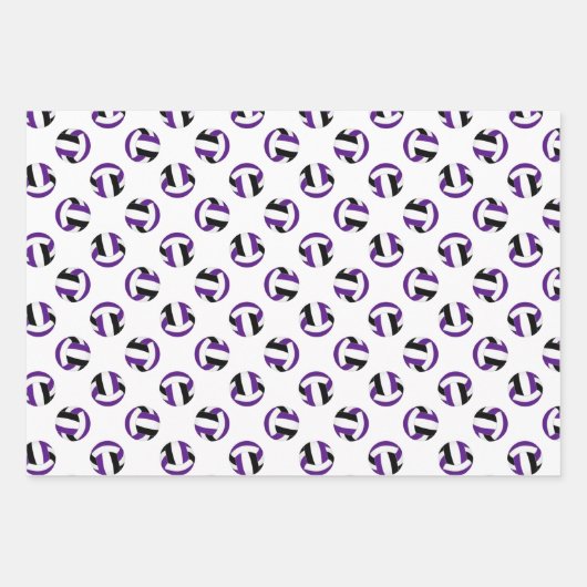 lila schwarz koordinierende Farbkombination Volley Geschenkpapier Set (Vorderseite 3)