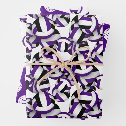 lila schwarz koordinierende Farbkombination Volley Geschenkpapier Set (Beispiel)