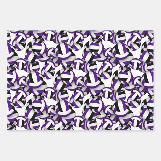 lila schwarz koordinierende Farbkombination Volley Geschenkpapier Set (Vorderseite)