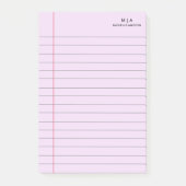 Lila Schwarz-Linse-Notebook-Monogramm Post-it Klebezettel (Vorderseite)