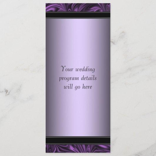 Lila Schwarz-Marmor-Hochzeitsprogramme Programm (Rückseite)
