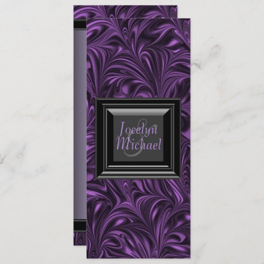 Lila Schwarz-Marmor-Hochzeitsprogramme Programm (Vorne/Hinten)