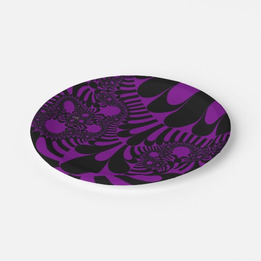 Lila Schwarz-Mod-Papierplatte Pappteller (Schrägansicht)