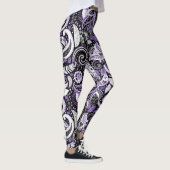 Lila Schwarz-Paisley-Druckmuster Leggings (Rechts)