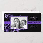 Lila-Schwarz-Save the Date Foto-Karten Save The Date (Vorne/Hinten)
