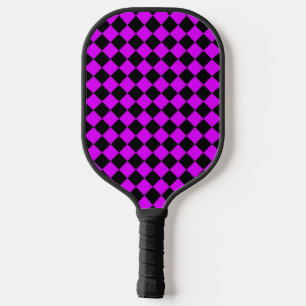 Lila Schwarz Schachbrett Diamantmuster Pickleball Schläger
