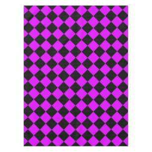 Lila Schwarz Schachbrett Diamantmuster Tischdecke