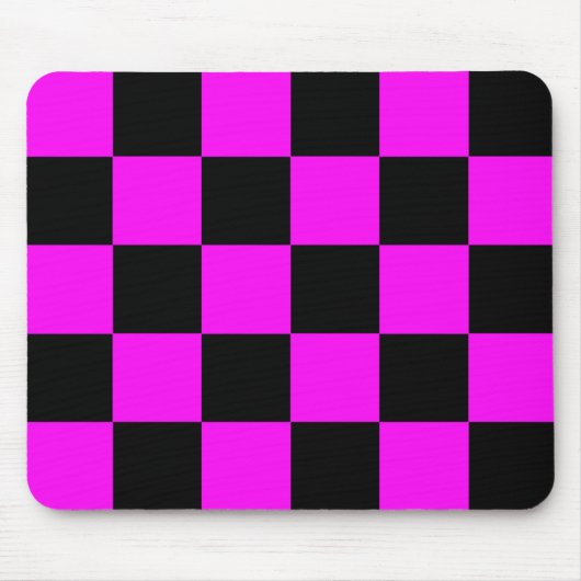 Lila Schwarz-Schachtel-Karo-Muster Mousepad (Vorne)