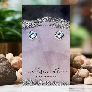 Lila Schwarz Silber Moderne Ohrring-Display-Karte Visitenkarte
