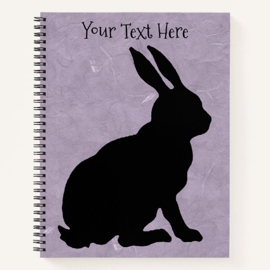 Lila schwarz sitzendes Kaninchenprofil Notizblock (Vorderseite)