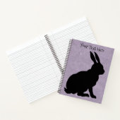 Lila schwarz sitzendes Kaninchenprofil Notizblock (Innenseite)