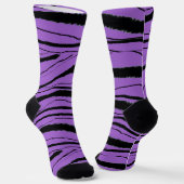 Lila + Schwarz-Tier-Print Premium-Crews-Socken Socken (Gewinkelt)