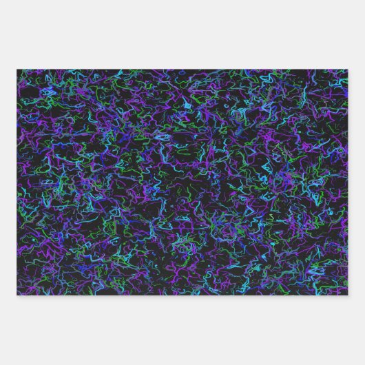 Lila, schwarz und blau Abstrakt Geschenkpapier Set (Vorderseite)