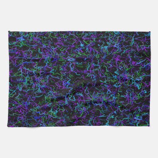 Lila, schwarz und blau Abstrakt Geschirrtuch (Horizontal)