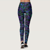 Lila, schwarz und blau Abstrakt Leggings (Rückseite)