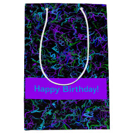 Lila, schwarz und blau Abstrakt Mittlere Geschenktüte