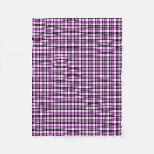 Lila, schwarz und weiß Kariert Fleecedecke (Vorderseite)