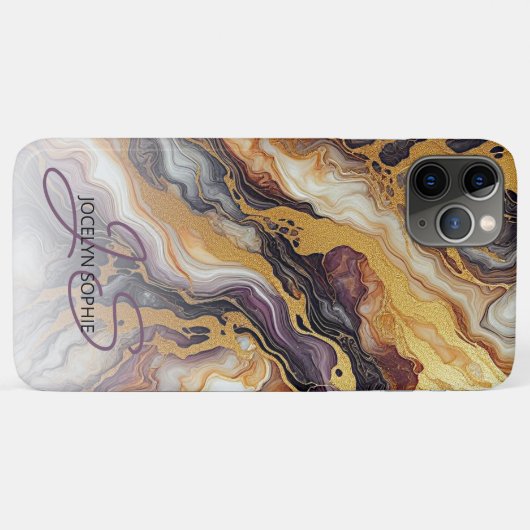 Lila Schwarz-Weiß-Marmormuster Case-Mate iPhone Hülle (Rückseite (Horizontal))