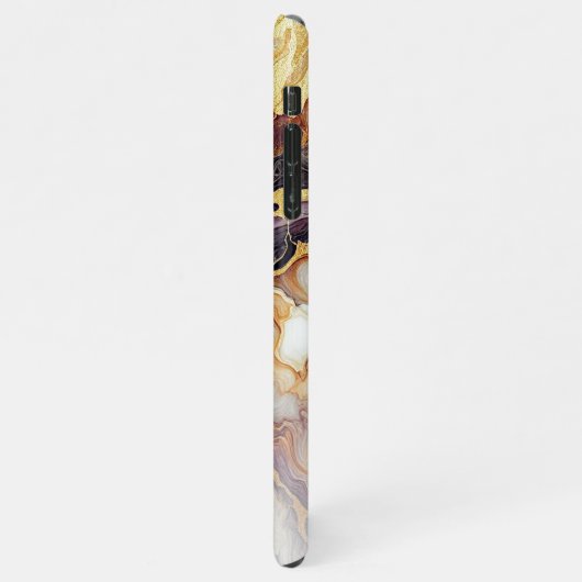 Lila Schwarz-Weiß-Marmormuster iPhone Hülle (Linke Seite)