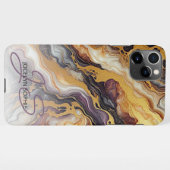 Lila Schwarz-Weiß-Marmormuster iPhone Hülle (Rückseite (Horizontal))