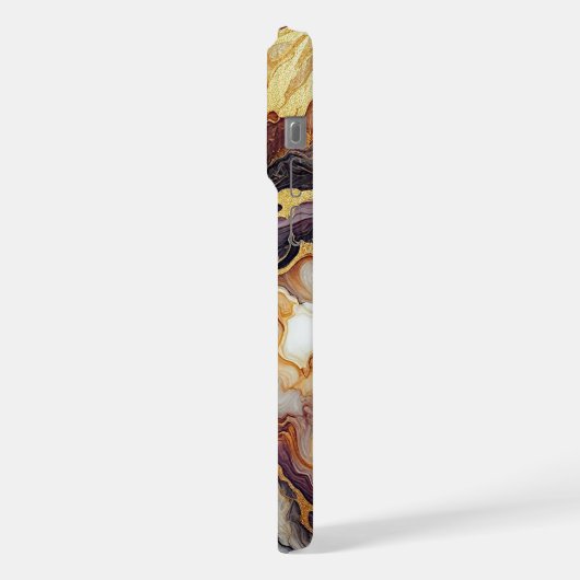 Lila Schwarz-Weiß-Marmormuster iPhone Hülle (Linke Seite)