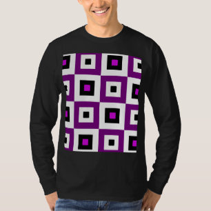 Lila-Schwarz-Weiß-Schachbrettmuster T-Shirt