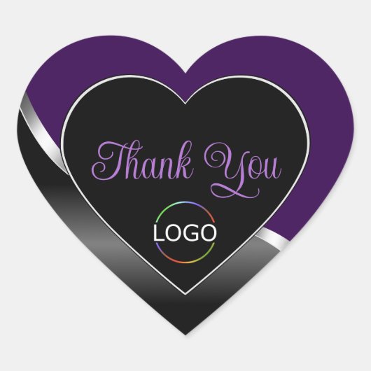 Lila Schwarz-Weiß-Silber mit Logo Niedlich Vielen Herz-Aufkleber (Vorderseite)