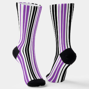 Lila Schwarz Weiß Streifen Muster Design  Socken