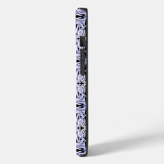 Lila Schwarz-weiße Kurve Abstraktes Wiederholmuste Case-Mate iPhone Hülle (Rückseite / Links)