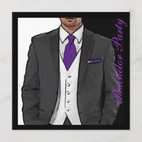 Lila Schwarz-weiße Smoking Bachelor Party lädt ein