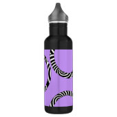 Lila Schwarz-weiße Streifen und Kreise Trinkflasche (Links)