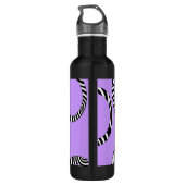 Lila Schwarz-weiße Streifen und Kreise Trinkflasche (Rückseite)