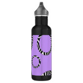 Lila Schwarz-weiße Streifen und Kreise Trinkflasche (Rechts)