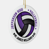 Lila, schwarz-weiße Volleyball-🏐 Keramik Ornament (Rechts)