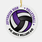 Lila, schwarz-weiße Volleyball-🏐 Keramik Ornament (Vorne)