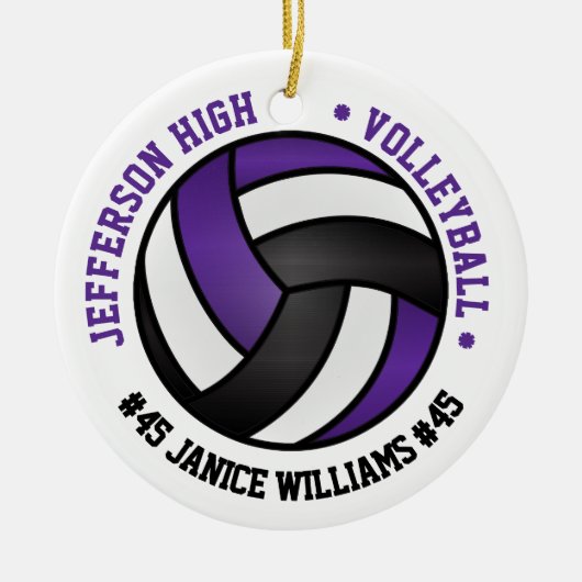 Lila, schwarz-weiße Volleyball-🏐 Keramik Ornament (Vorne)