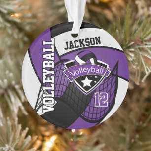 Lila, schwarz-weiße Volleyball-🏐 Ornament