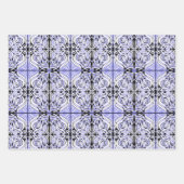 Lila Schwarz-weißes Curly Abstraktes Wiederholmust Geschenkpapier Set (Vorderseite)