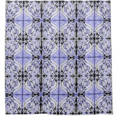 Lila Schwarz-weißes Curry-Abstraktes Muster Duschvorhang (Vorderseite)