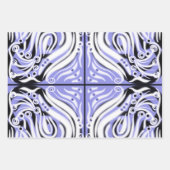 Lila Schwarz-weißes Curry-Abstraktes Muster Geschenkpapier Set (Vorderseite 3)